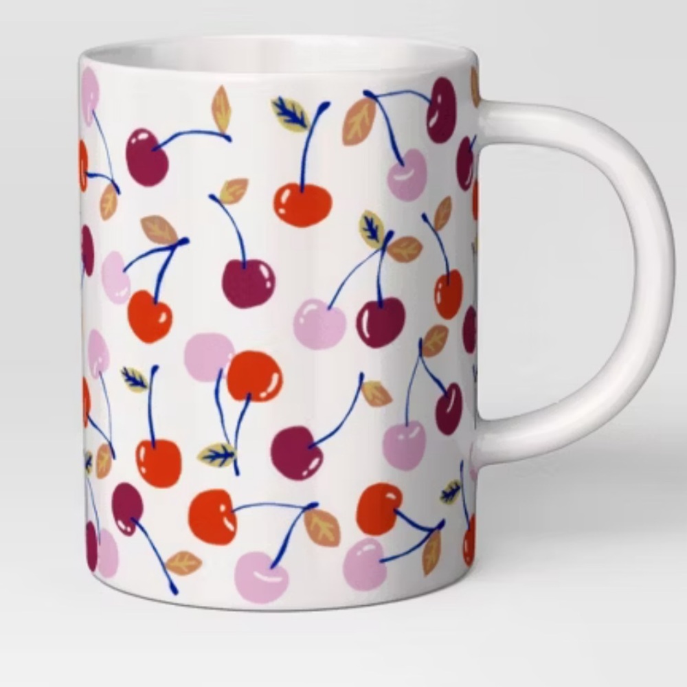 ROOM ESSENTIALS NWT  cherry print stoneware mug -16oz